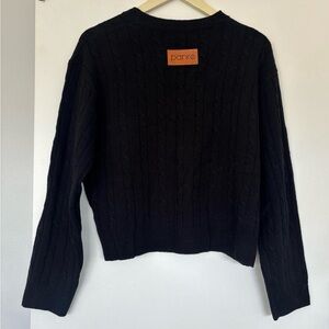 Parke Black Cable-Knit Crewneck Sweater
